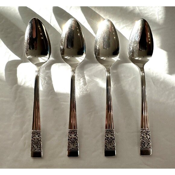 Set of 4 Vintage 1936 Oneida Community CORONATION Teaspoon Silverplate 6 1/8" - Picture 2 of 8